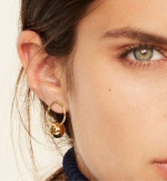 Auténticos pendientes colgantes de oro con cuentas y logotipo de Tory Burch