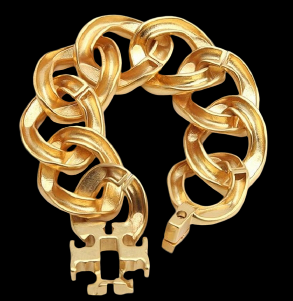 Tory Burch Roxanne Bracelet Chunky Inlay Gold and Mother of Pearl
