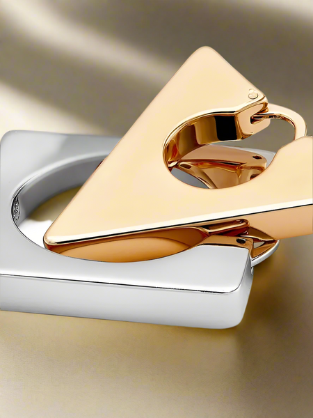 Tory Burch Geo Two Tone Mismatched Hoop Earrings Silver And Gold