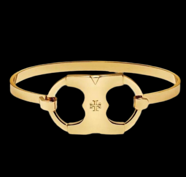 Auténtica pulsera de latón brillante Tory Burch Gold Gemini Link ID
