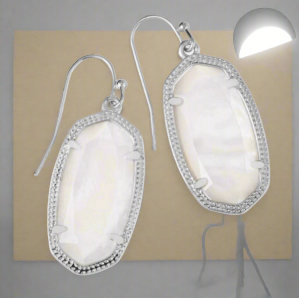 Kendra Scott Dani Drop Earrings in Silver and Ivory Mother Of Pearl