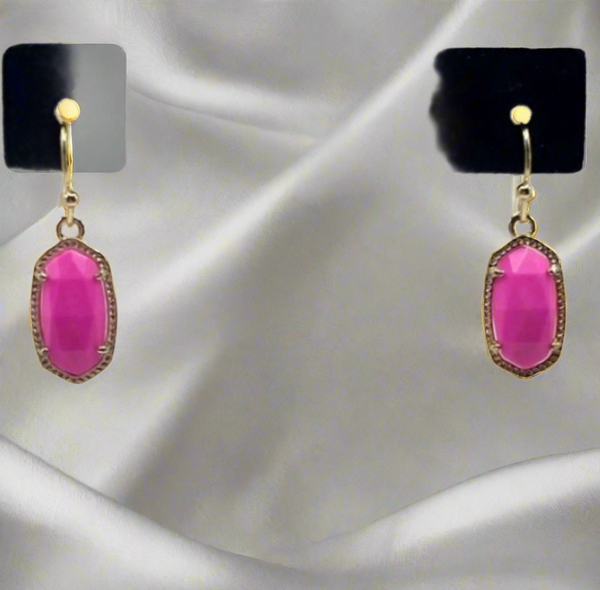 Kendra Scott Lee Earrings in Gold And Magenta Pink Magnesite