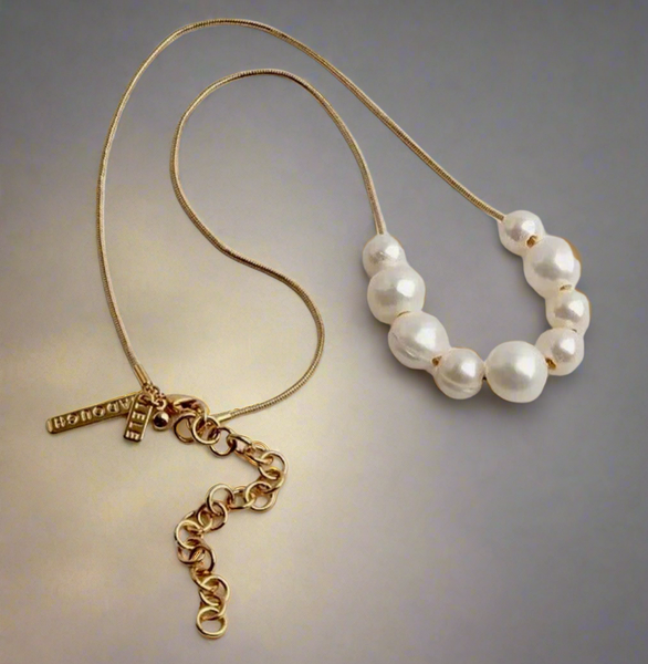 Lele Sadougui Freshwater Mix Baroque Pearl Charm Chain Necklace
