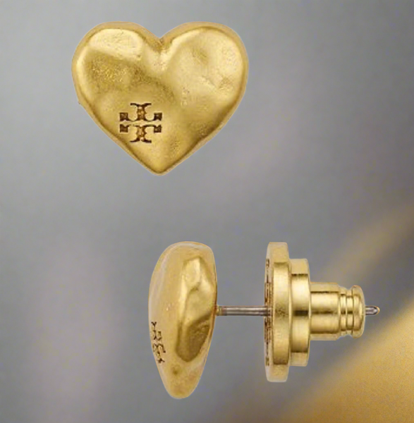 Auténticos aretes de corazón de oro vintage de Tory Burch