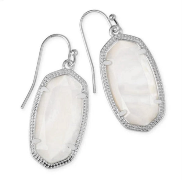 Kendra Scott Dani Drop Earrings in Silver and Ivory Mother Of Pearl
