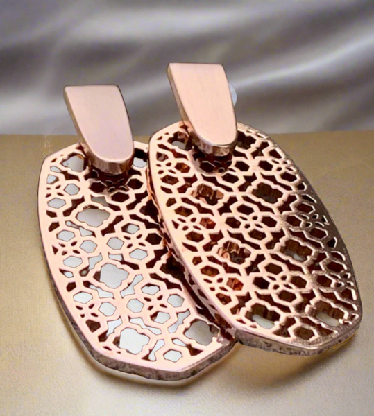 Kendra Scott Aragon Rose Gold Filigree Drop Earrings