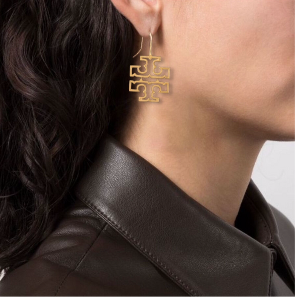 Pendientes colgantes de oro auténticos de Tory Burch Britten