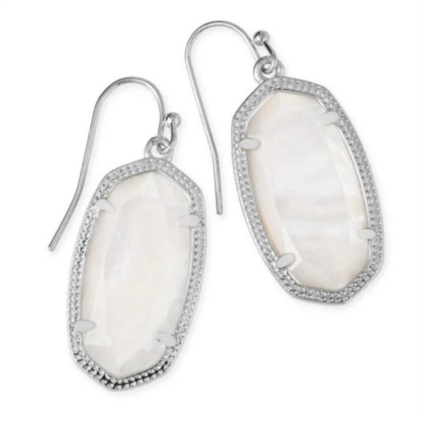 Kendra Scott Dani Drop Earrings in Silver and Ivory Mother Of Pearl