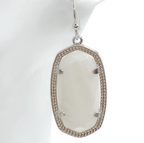 Kendra Scott Dani Drop Earrings in Silver and Ivory Mother Of Pearl
