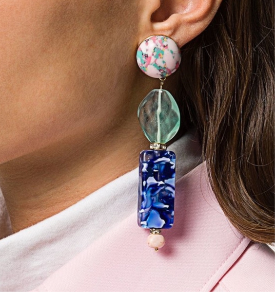 Lele Sadoughi Stacked Stone Howlite Crystal Bone Earrings