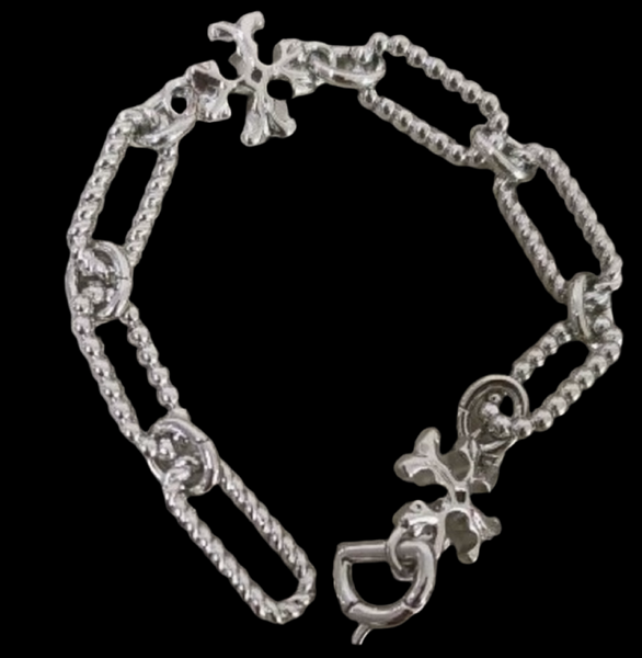 Tory Burch Roxanne Bracelet Rope Chain Double-T Shiny Silver Plated