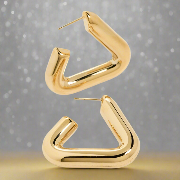 Binker + Eliza Goldie 24K Gold Plated Triangular Hoops Earrings