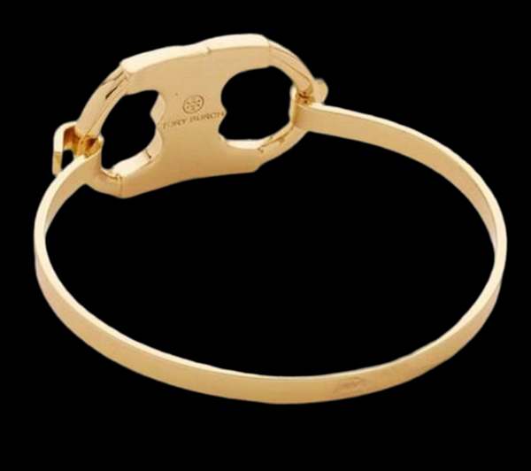 Auténtica pulsera de latón brillante Tory Burch Gold Gemini Link ID