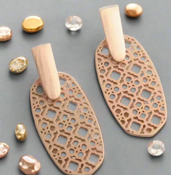 Kendra Scott Aragon Rose Gold Filigree Drop Earrings