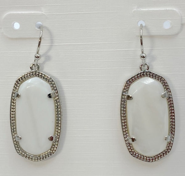 Kendra Scott Dani Drop Earrings in Silver and Ivory Mother Of Pearl