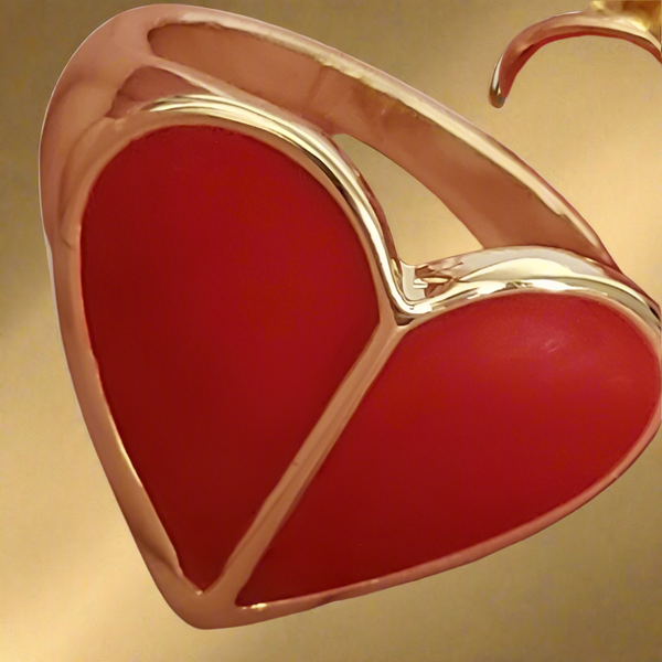 Kate Spade New York Heritage Spade Enamel Heart Ring Gold And Red Size 7
