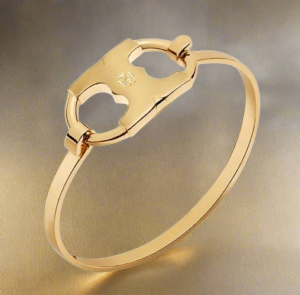Auténtica pulsera de latón brillante Tory Burch Gold Gemini Link ID