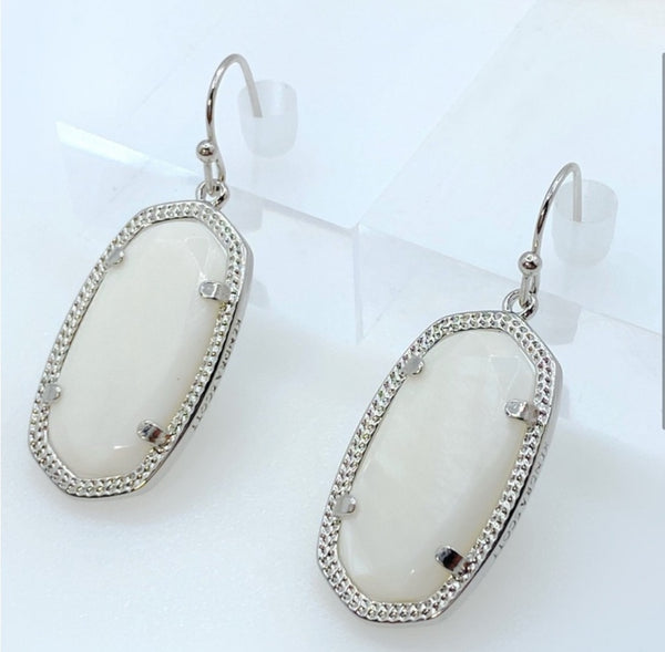 Kendra Scott Dani Drop Earrings in Silver and Ivory Mother Of Pearl