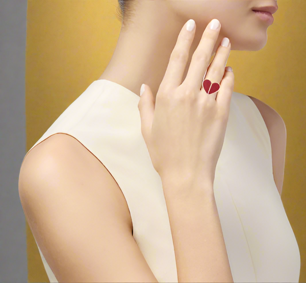Kate Spade New York Heritage Spade Enamel Heart Ring Gold And Red Size 7