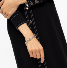 Tory Burch Roxanne Bracelet Rope Chain Double-T Shiny Silver Plated