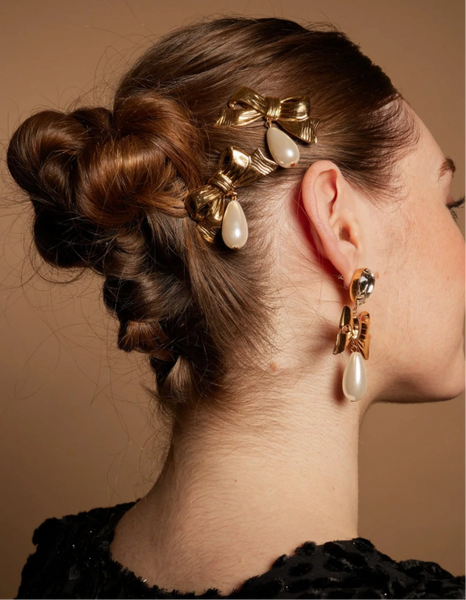 LELET NY Stella Pearl Gold, Crystal And Teardrop Pearl Drop Earrings