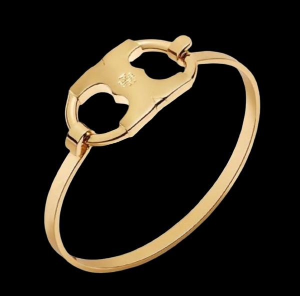 Auténtica pulsera de latón brillante Tory Burch Gold Gemini Link ID