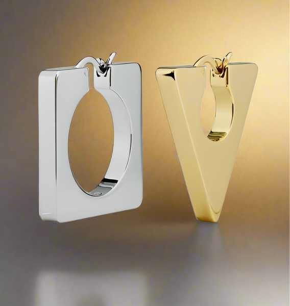 Tory Burch Geo Two Tone Mismatched Hoop Earrings Silver And Gold
