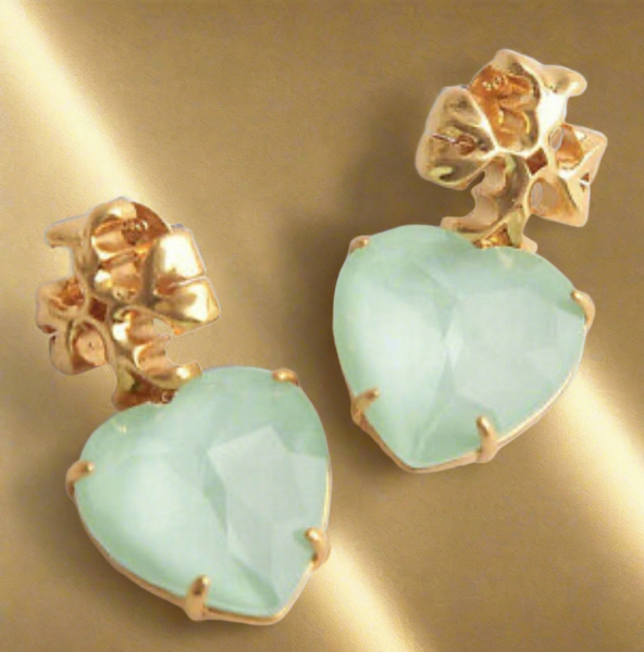 Auténticos pendientes colgantes con forma de corazón de cristal Roxanne Roxanne de Tory Burch en verde