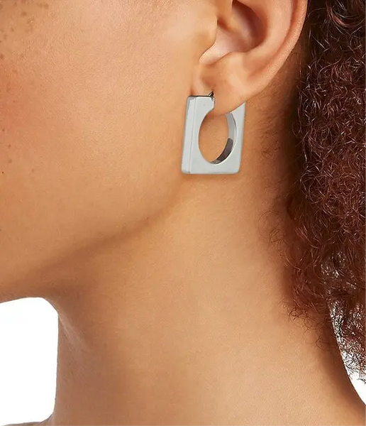 Tory Burch Geo Two Tone Mismatched Hoop Earrings Silver And Gold
