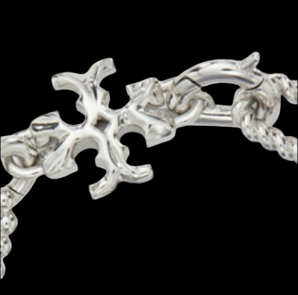 Tory Burch Roxanne Bracelet Rope Chain Double-T Shiny Silver Plated