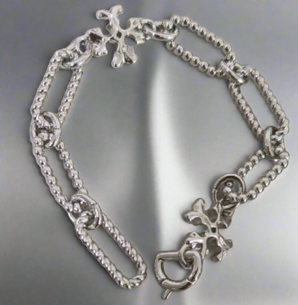 Tory Burch Roxanne Bracelet Rope Chain Double-T Shiny Silver Plated