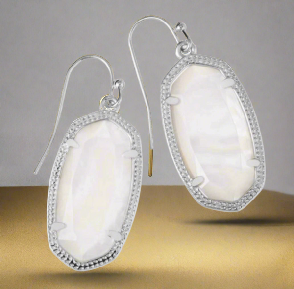 Kendra Scott Dani Drop Earrings in Silver and Ivory Mother Of Pearl