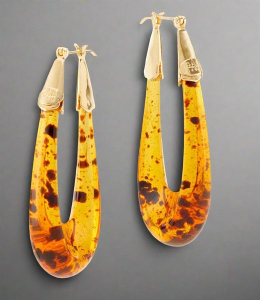Gas Bijoux Gold And Brown Ecume Collection Hoop Earrings