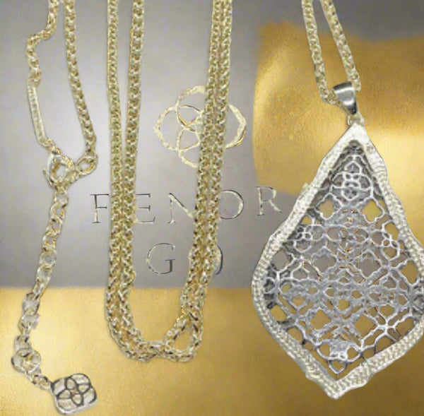 Kendra Scott Aiden Gold And Silver Filigree Long Necklace