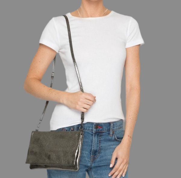 Bolso bandolera convertible Johnny Was Gemma de ante laminado