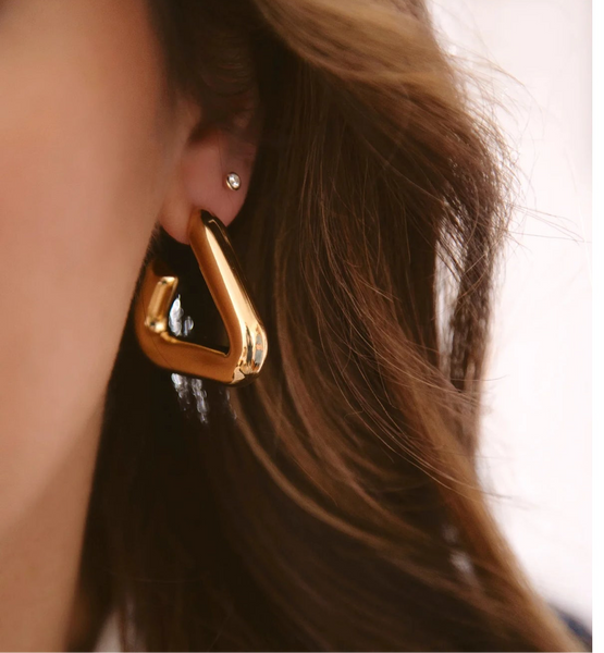 Binker + Eliza Goldie 24K Gold Plated Triangular Hoops Earrings