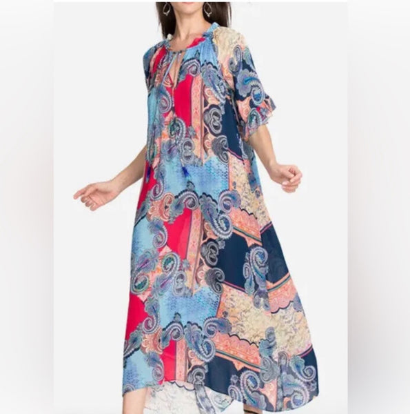Johnny Was Cordelia Vestido Midi Manga Volantes Talla Grande