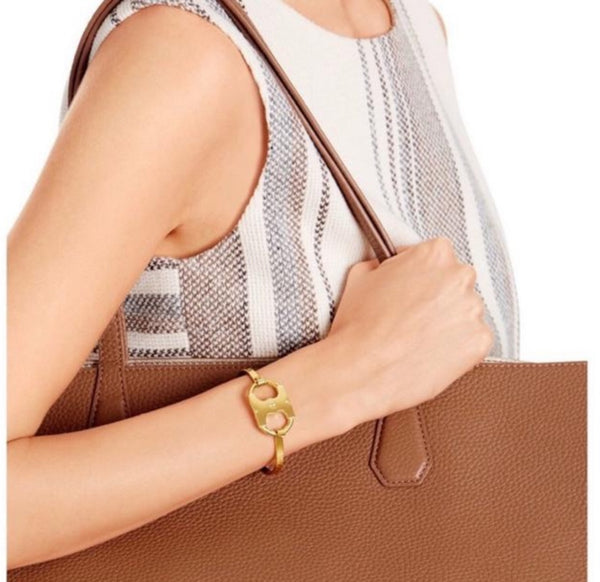 Auténtica pulsera de latón brillante Tory Burch Gold Gemini Link ID