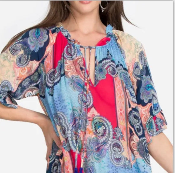 Johnny Was Cordelia Vestido Midi Manga Volantes Talla Grande