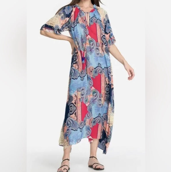Johnny Was Cordelia Vestido Midi Manga Volantes Talla Grande