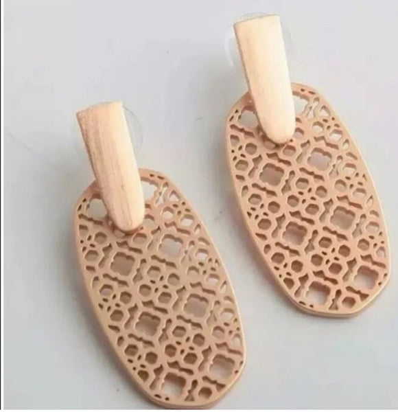 Kendra Scott Aragon Rose Gold Filigree Drop Earrings