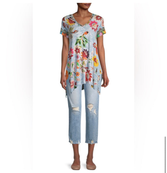 Johnny Was Rainbow Floral Drape Tunic Size XLarge