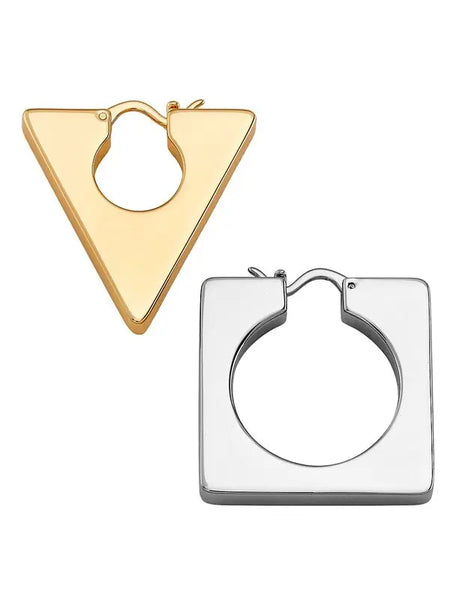 Tory Burch Geo Two Tone Mismatched Hoop Earrings Silver And Gold