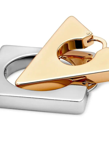 Tory Burch Geo Two Tone Mismatched Hoop Earrings Silver And Gold