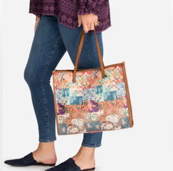 Johnny Was Grace icónico bolso tote de patchwork