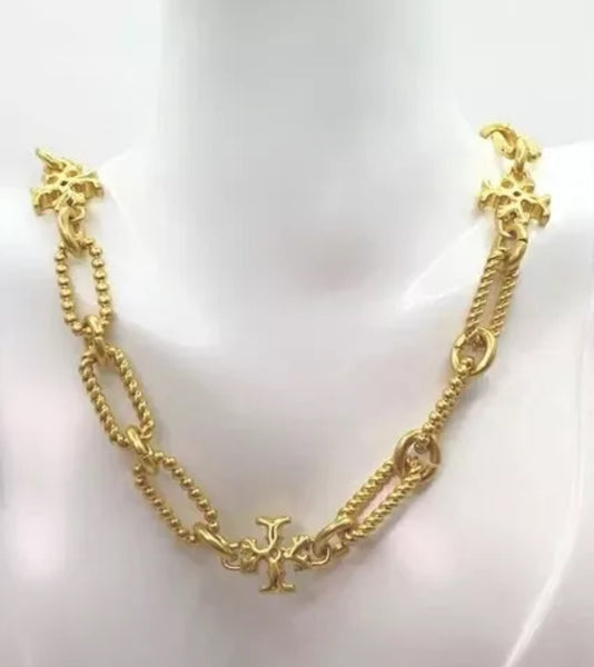 Tory Burch Gold Plated Roxanne Chain Link Short Necklace