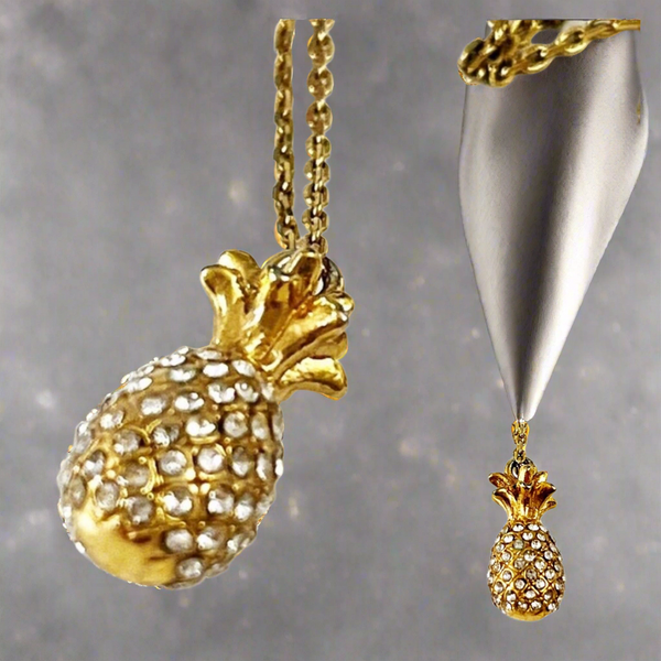 Kate Spade Pineapple Passion Mini Gold And Pave Crystal Necklace