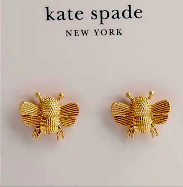 Kate Spade All Abuzz Honey Bees Gold Studs