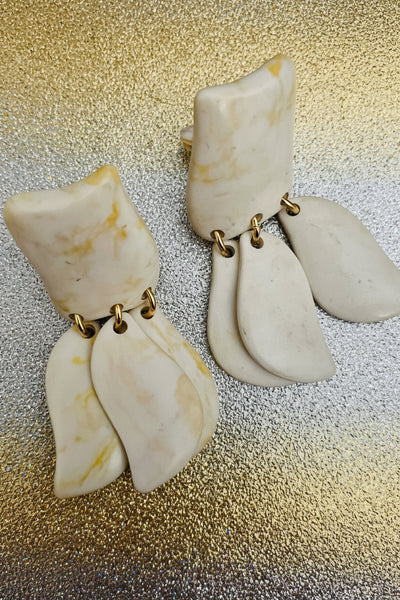 Lele Sadougui Garden Iris Earrings Clip On Howlite Petal Drop Earrings