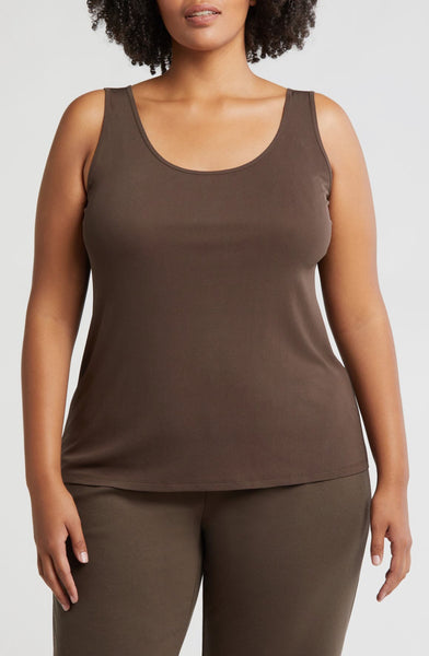 Eileen Fisher Scoop Neck Silk Tank Color Wren Plus Size 2X
